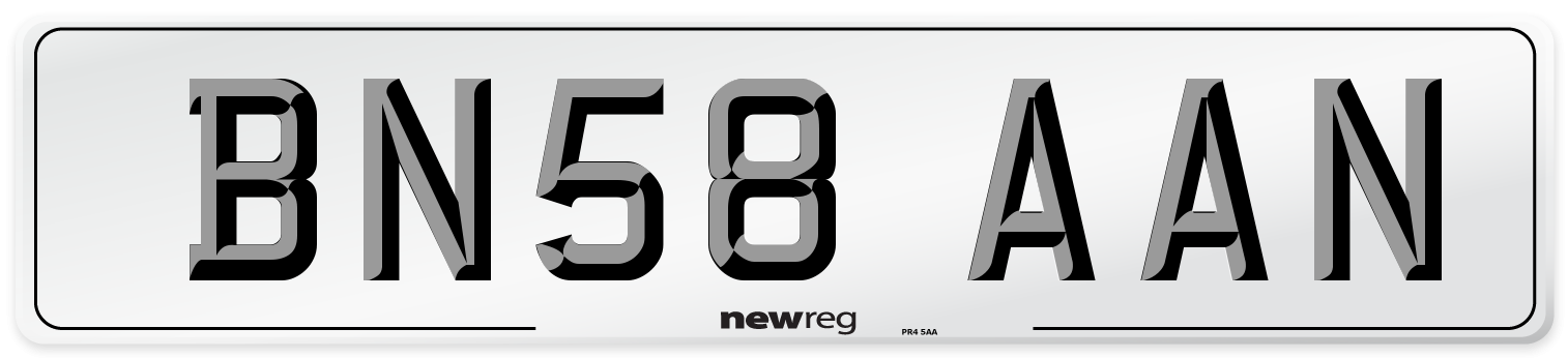 BN58 AAN Number Plate from New Reg